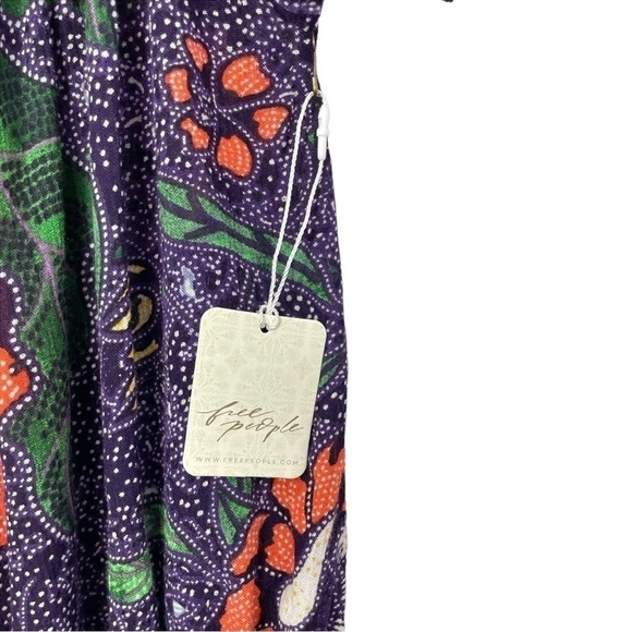 Free People One Suki Smocked Off Shoulder Purple Floral Blouse NWT - Picture 5 of 11